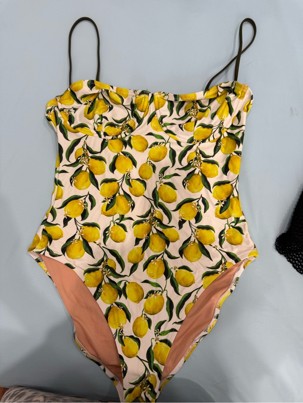 J. Crew Yellow Lemon-Print One-Piece Swimsuit with Pink Base